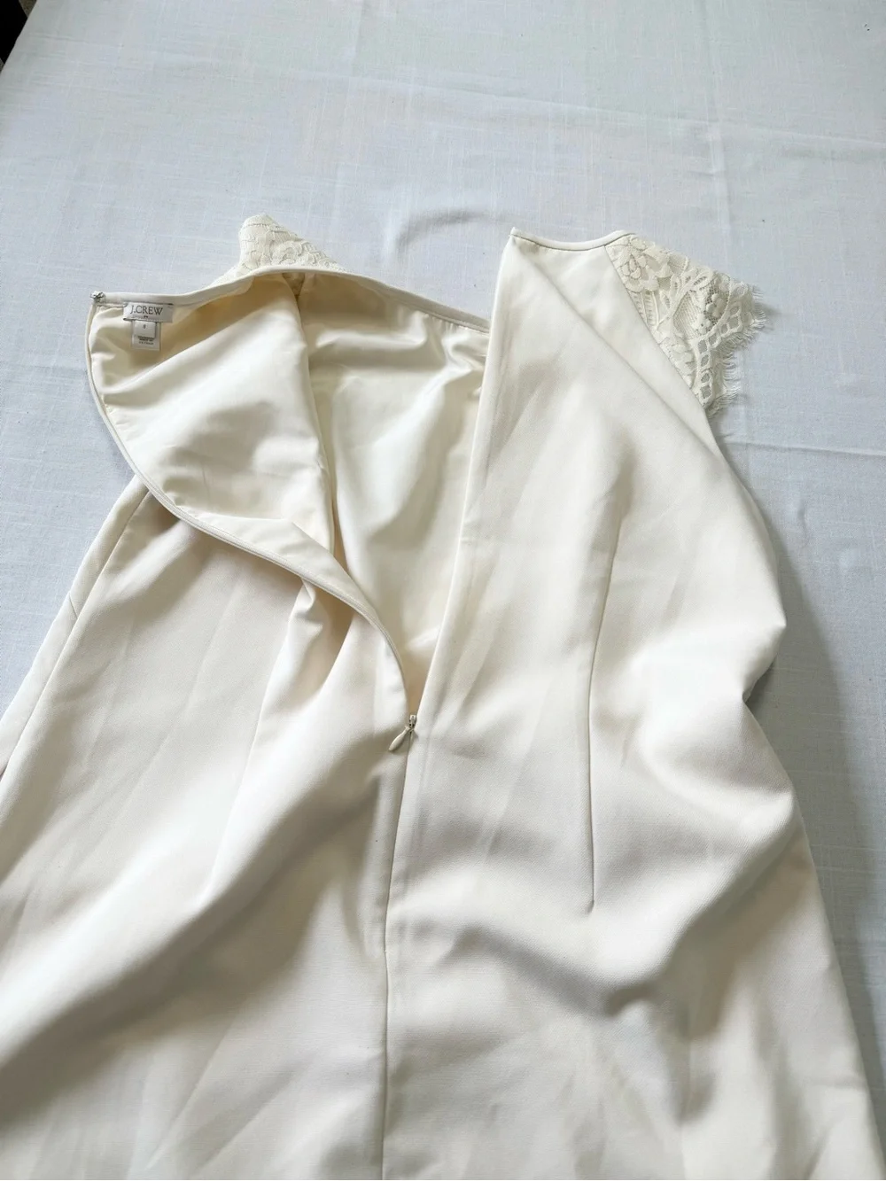 J. Crew Ivory Edged Lace Cap-Sleeve Dress Size 8